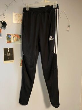 adidas Black Athletic Pants with White Logo Tag